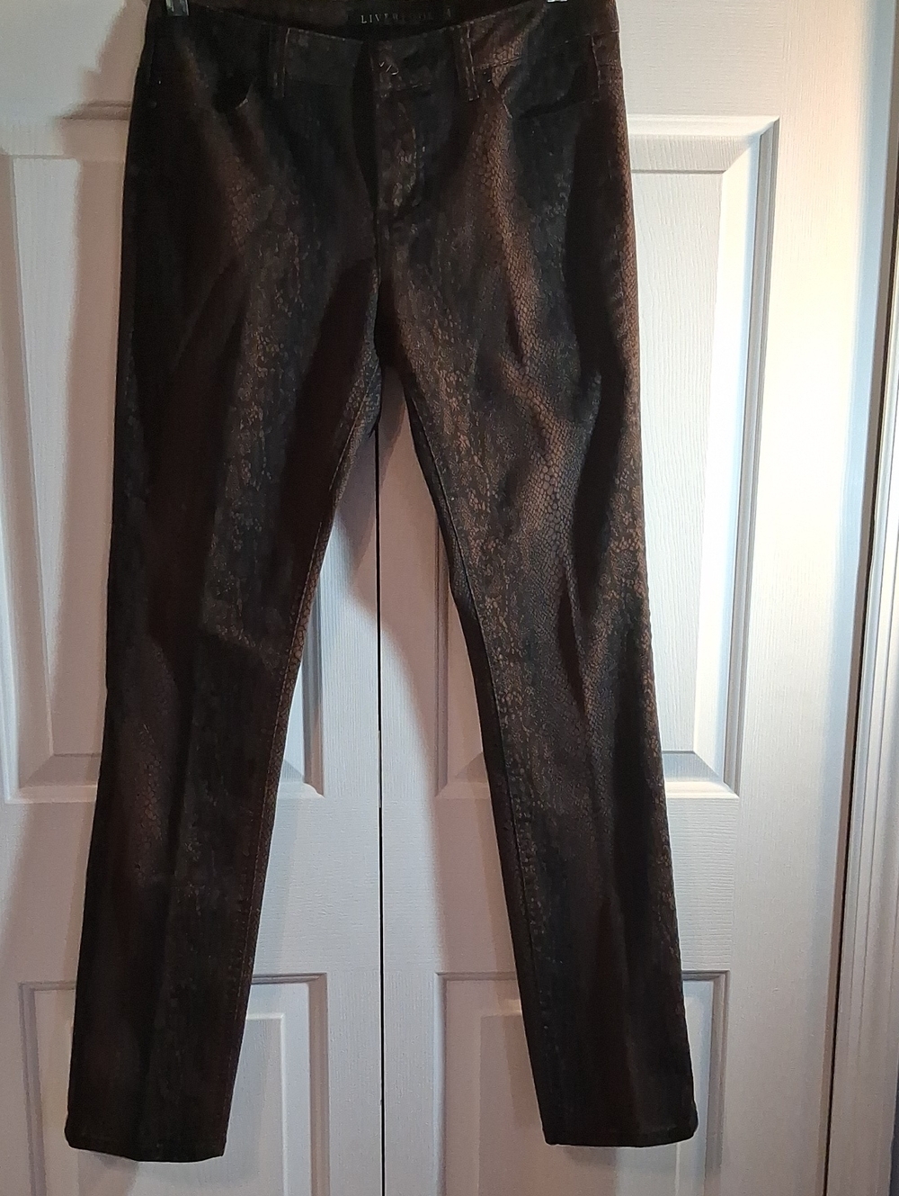 Liverpool Jeans Company Women's Dark Brown Snake-Print Skinny Jeans